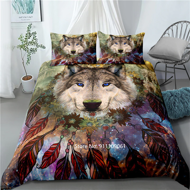 3D Digital Print Windbell Tiger Combination Color Bedding 2-3 Pieces Of High Quality Down Cover Pillowcase Large Bedspread Duvet Covers