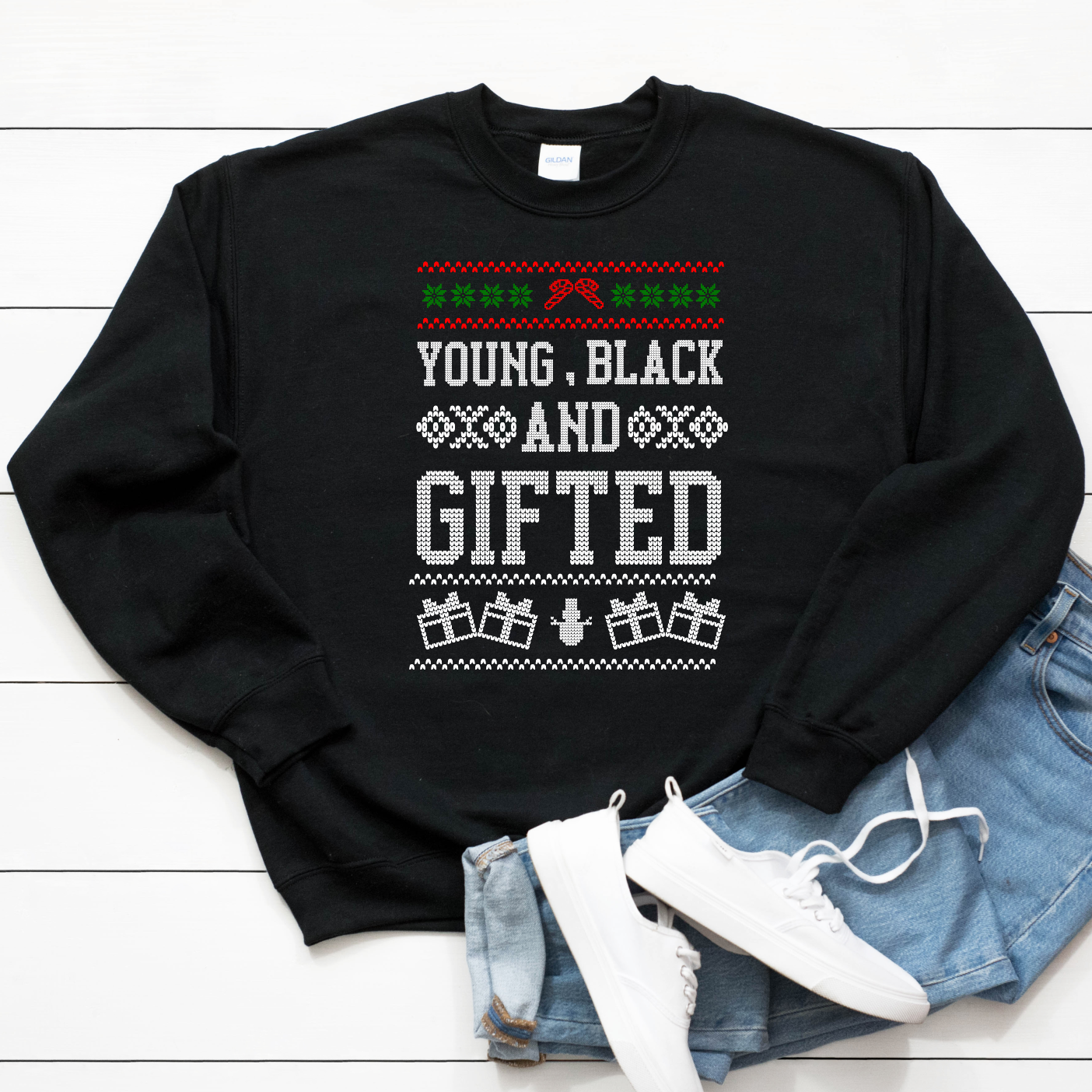 Young Black Gifted Ugly Christmas Sweater – Unisex Christmas Sweater