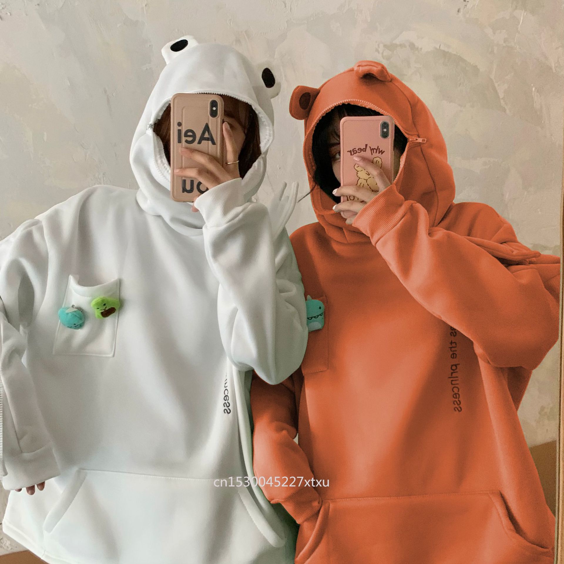 Unisex Frog Zipper Hoodie Fleece Lined Springtime Embroidery oversized Sweatshirt Harajuku Warm Pullover Korean Style Dropship alx