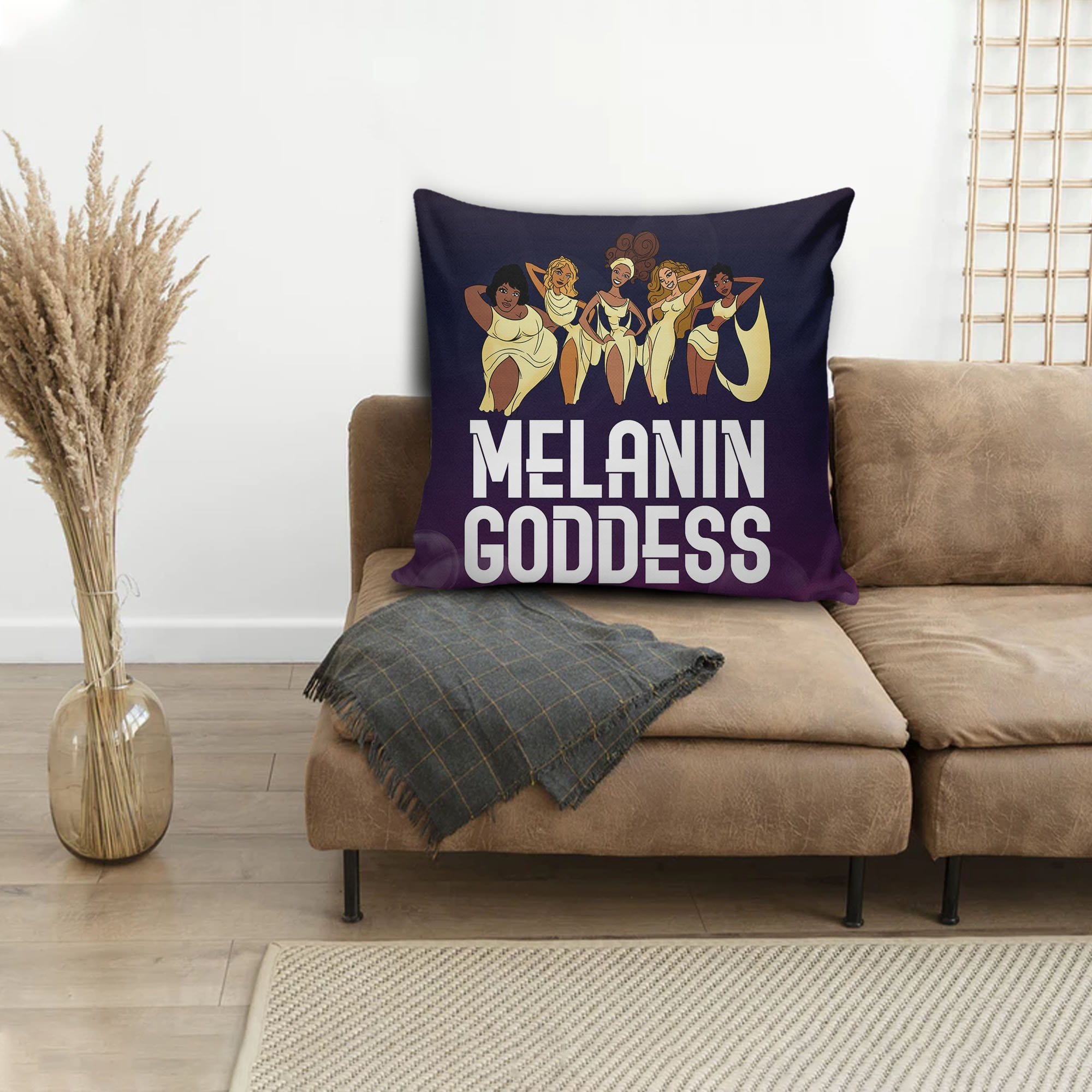 African American Throw Pillows Melanin Goddess Afro Girls Square Throw Pillow Afrocentric Decorative Pillows