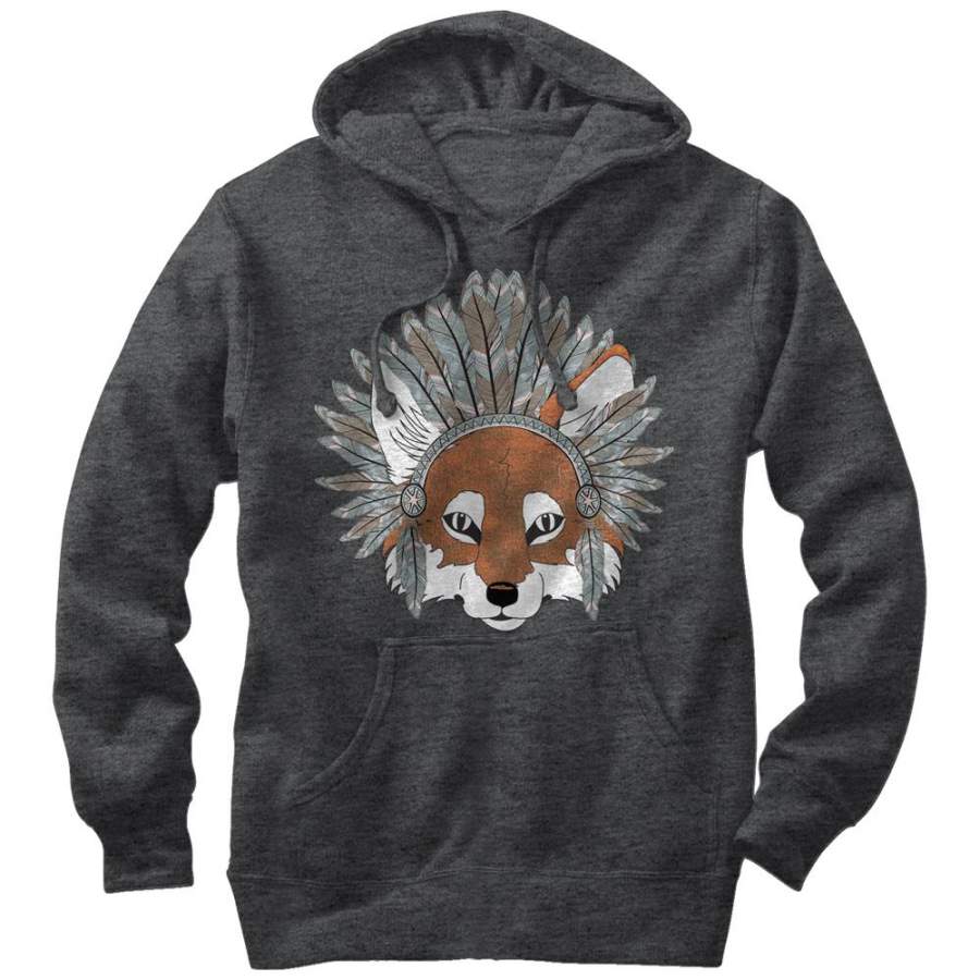 Lost Gods Men’s Fox Feather Headdress  Lightweight Hoodie Charcoal Heather