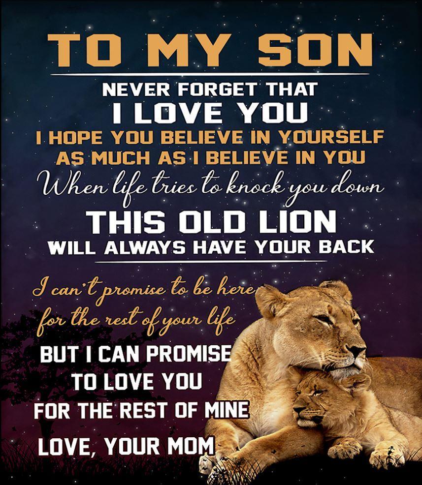 To My Son Love Mom Lion Cozy Fleece Blanket, Sherpa Blanket