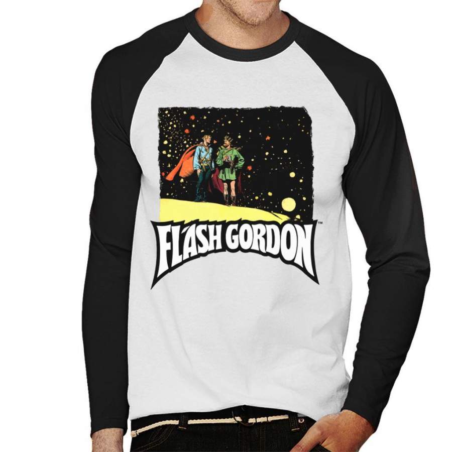 Flash Gordon And Zarkov Comic Montage Men’s Baseball Long Sleeved T-Shirt