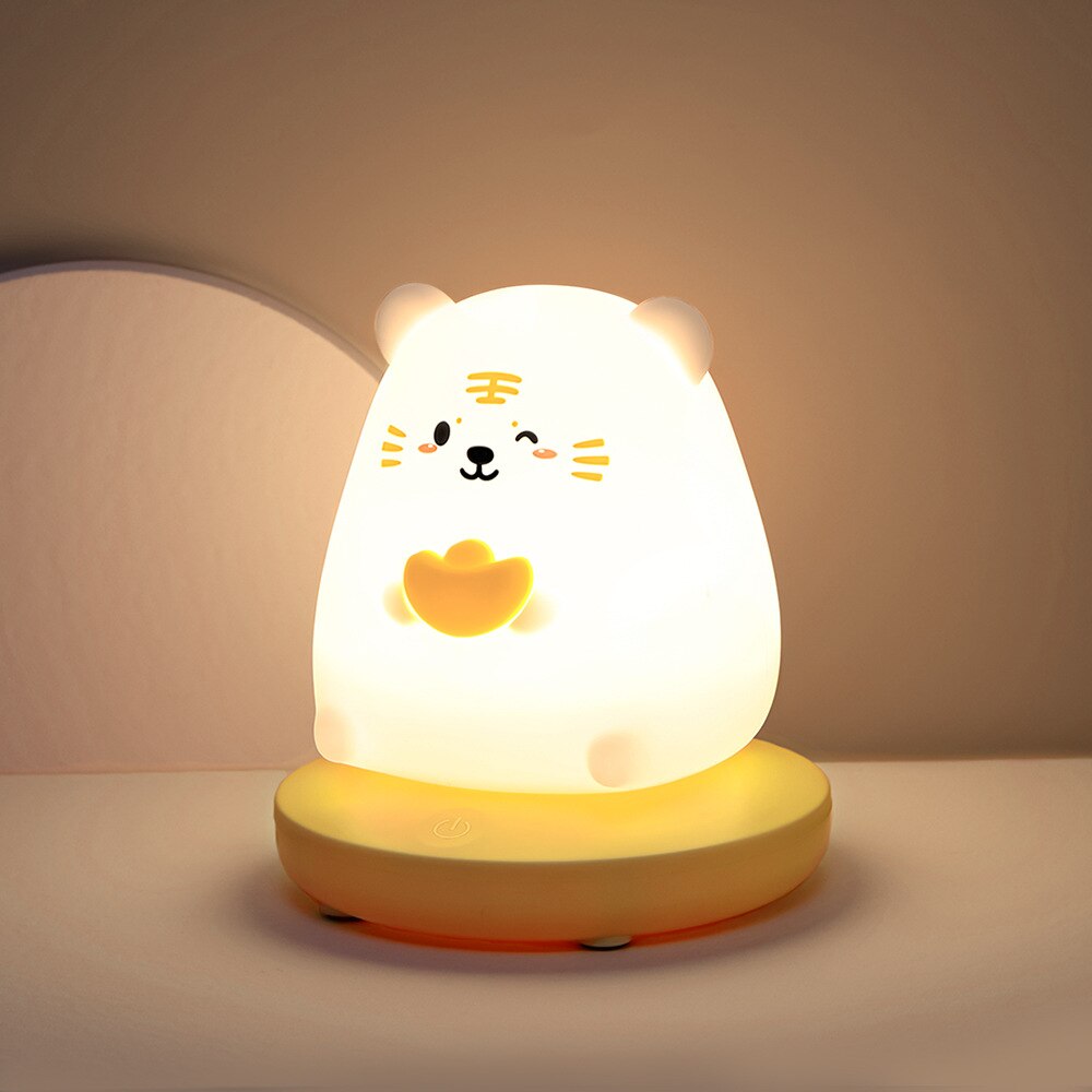 Cute Rabbit Panda LED Night Light Silicone Touch Night Lamp Dimmable USB Rechargeable Cartoon Desk Lamp for Kids Room Decor Gift alx