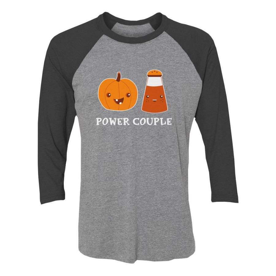 Pumpkin Spice Power Couple 3/4 Women Sleeve Baseball Jersey Shirt