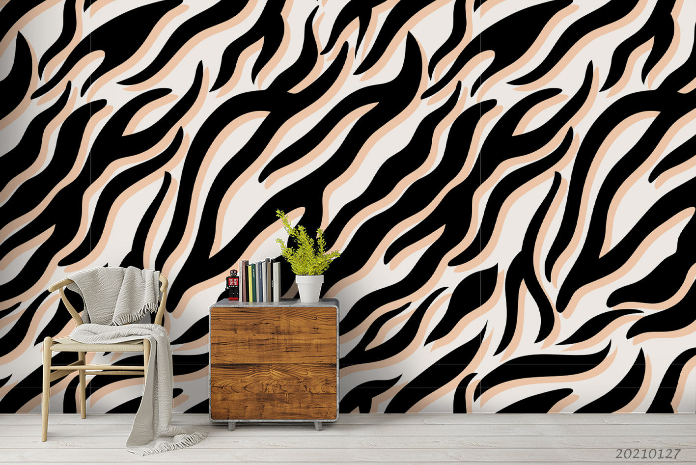 3D Hand Drawn Animal Print Wall Mural Wallpaper Lqh 89