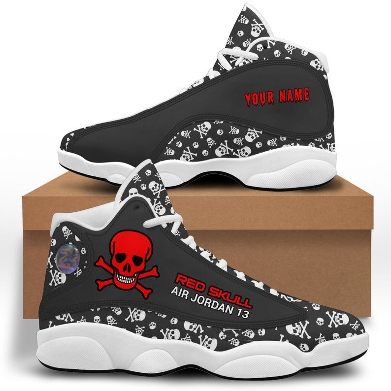 Red Skull Air JD 13 Sneakers For Men and Women, Air JD13 Shoes, Basketball Shoes, Cool Shoes, Custom Shoes