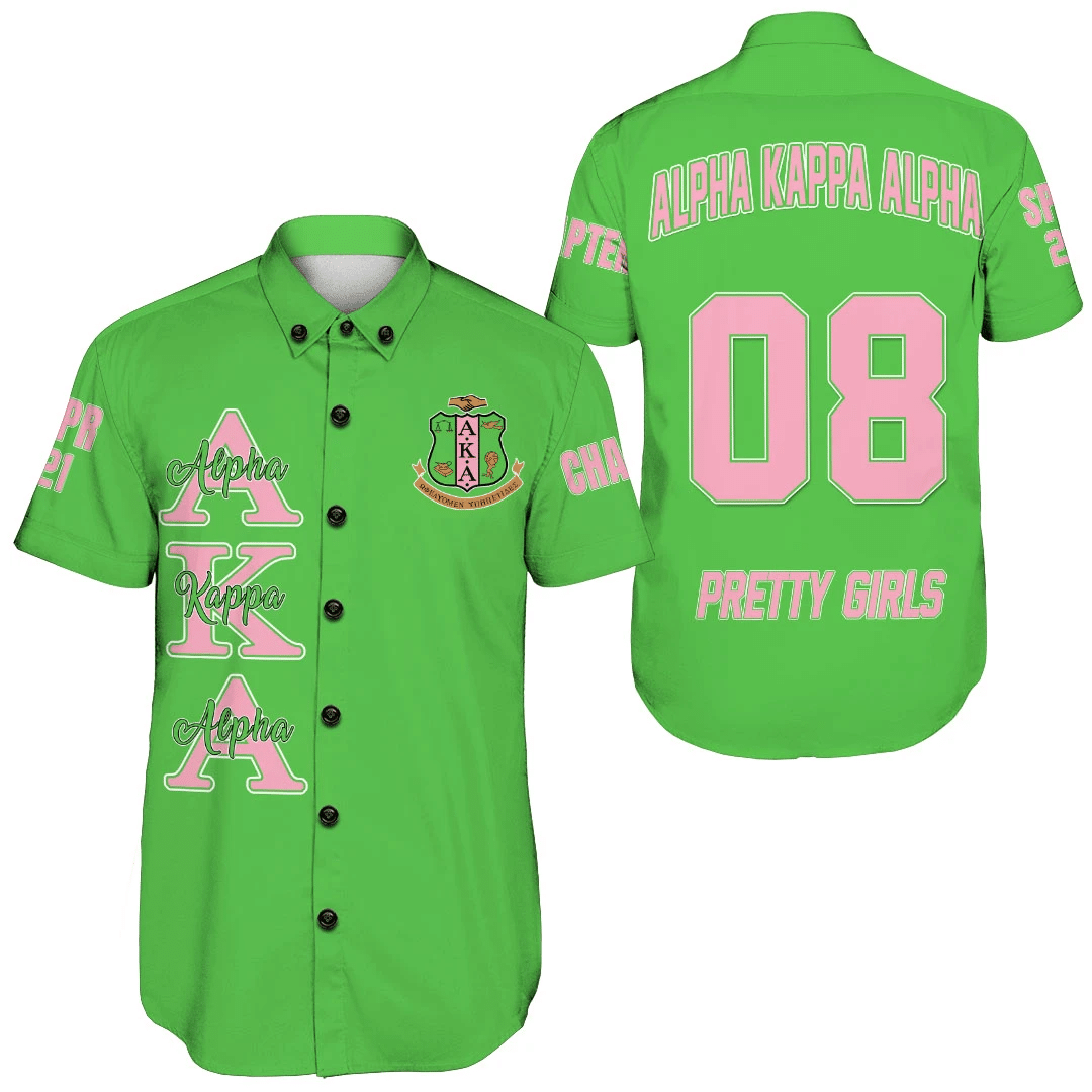 (Custom) Africa Zone Shirt – Alpha Kappa Alpha (Green) Short Sleeve Shirt A31