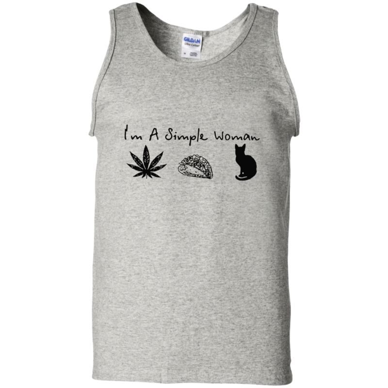 Top selling I’m a simple woman I like weed tacos and cat shirt G220 Gildan 100% Cotton Tank Top