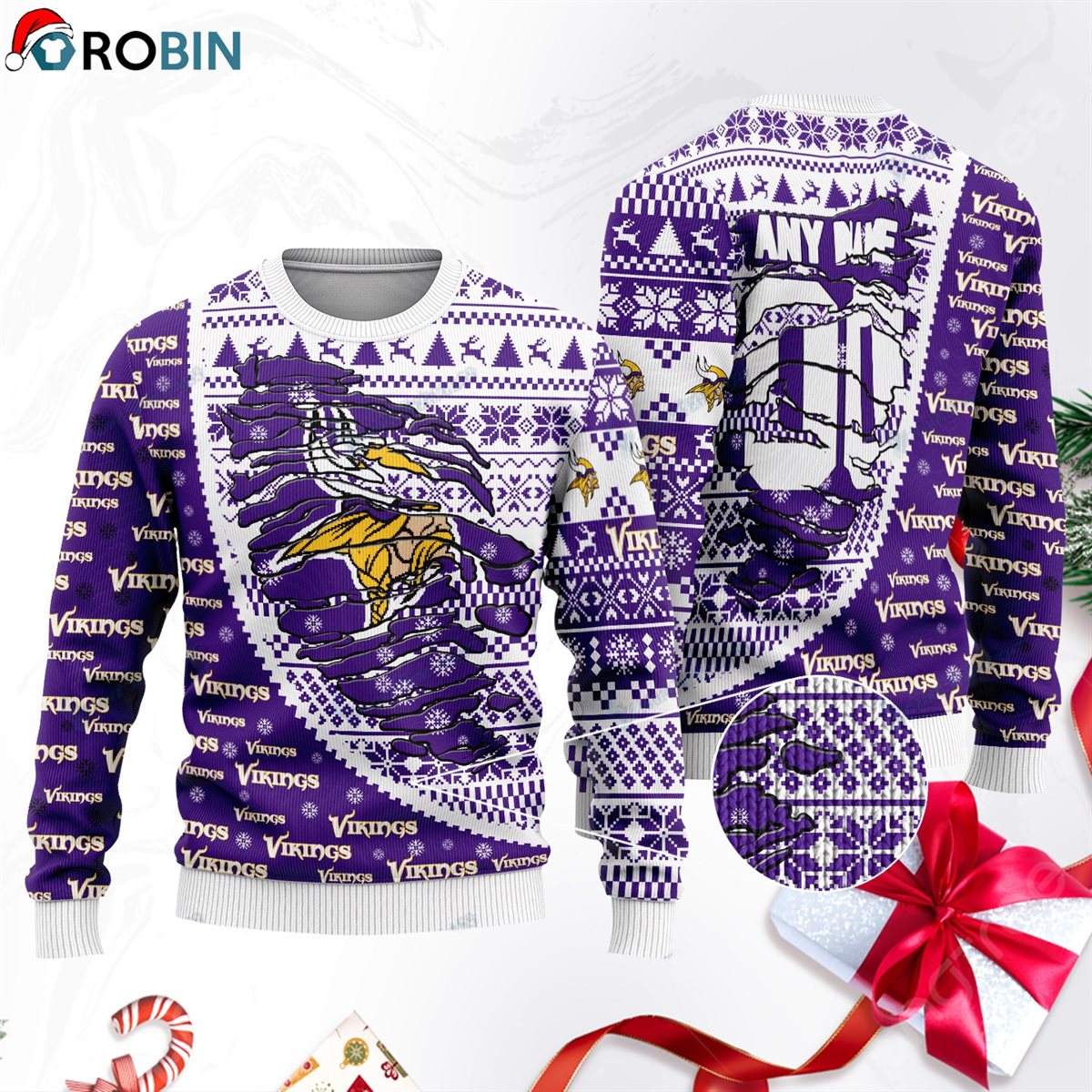 Minnesota Vikings Football Gift For Fan Ugly Wool Sweater Christmas Sweatshirt Swt100