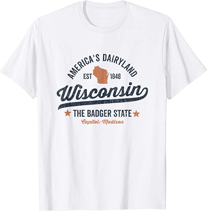 Wisconsin Vintage Sports Design Badger State Rough T-Shirt