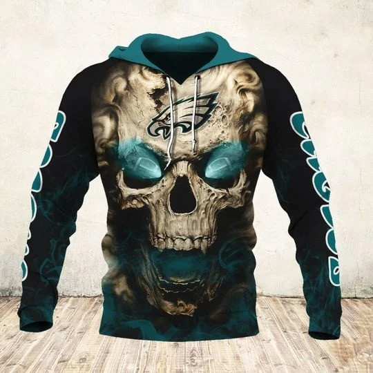 Philadelphia Eagles Skull 34 Unisex 3D Hoodie Gift For Fans