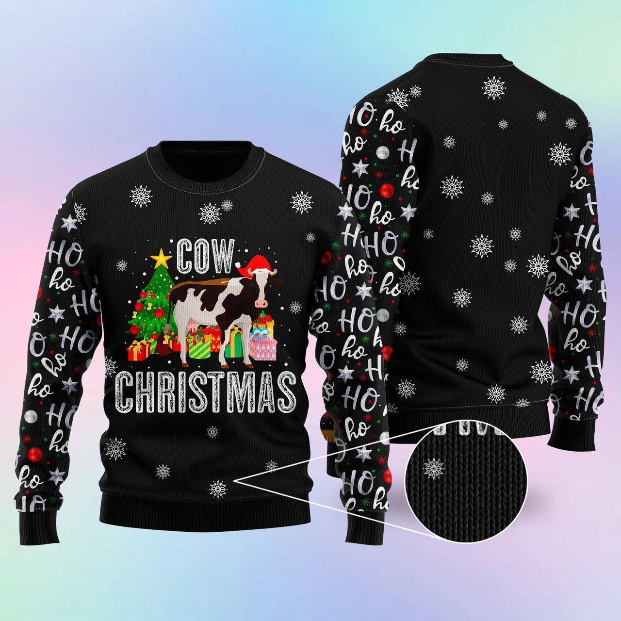 Ho Ho Ho Cow Christmas Ugly Christmas Sweater | Adult | Us1514