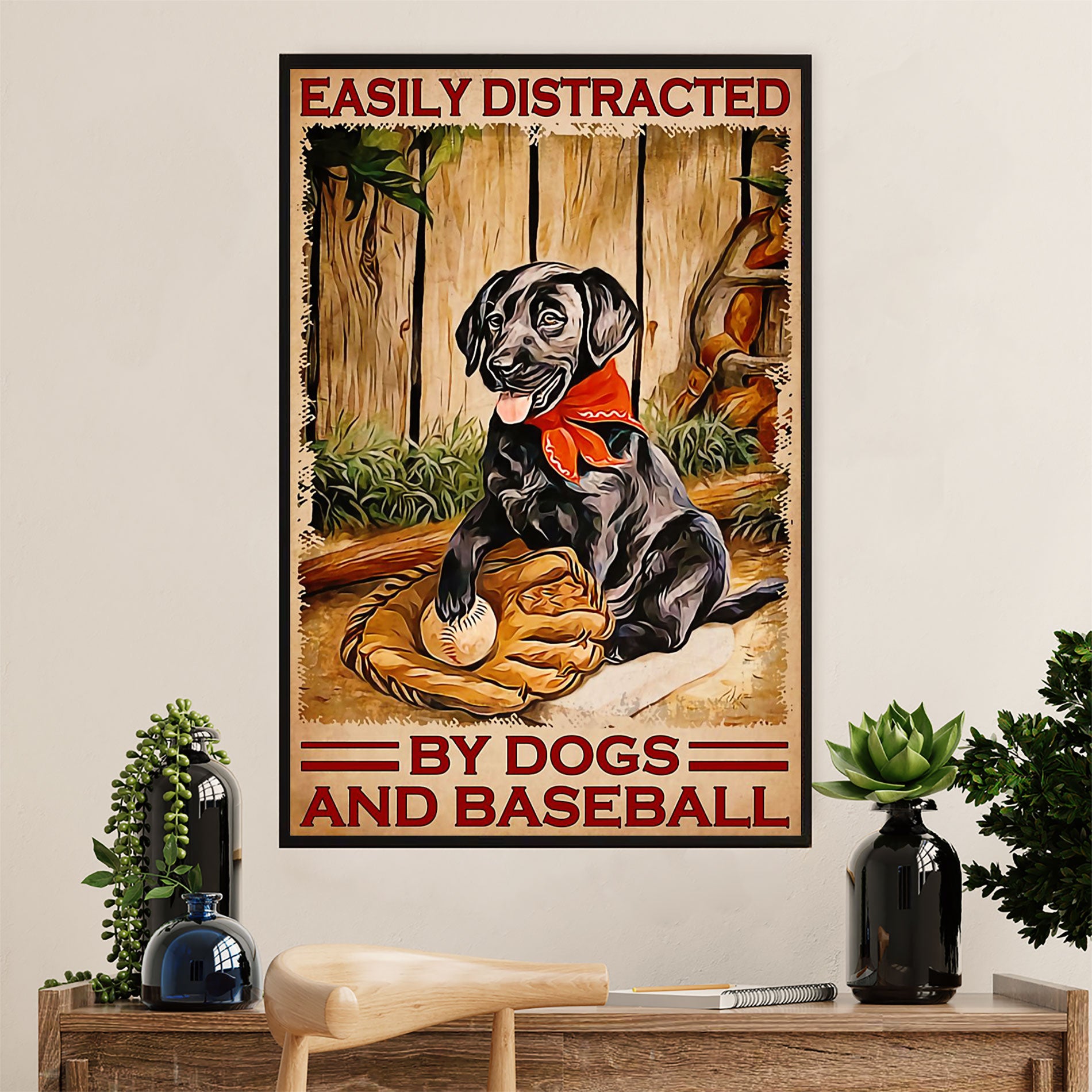 Baseball Canvas Wall Art Prints | Distracted By Dogs & Baseball | Home Décor Gift For Baseball Player