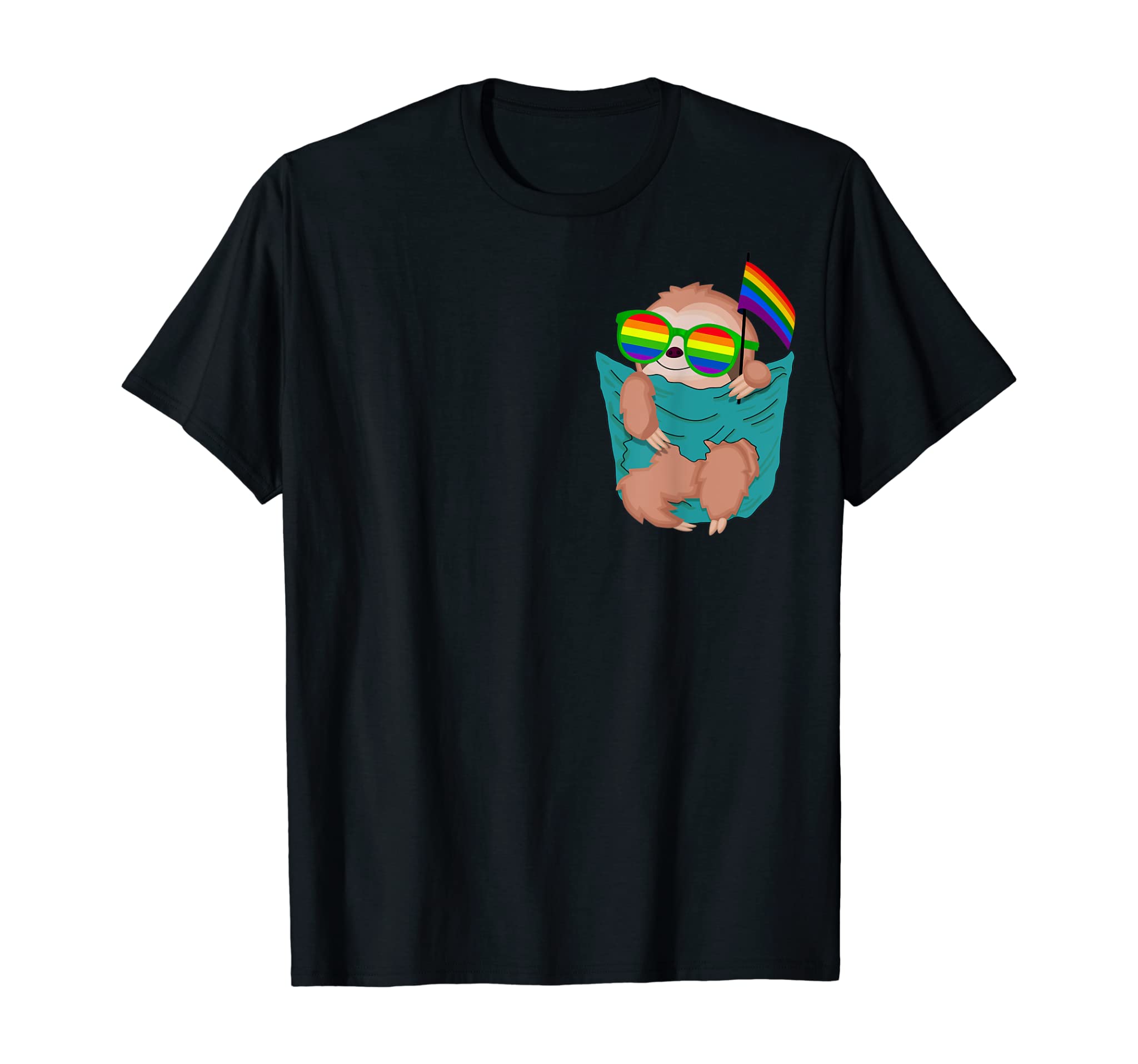 Cute Pocket Sloth Lgbt Animal Rainbow Flag Gay Pride T-Shirt