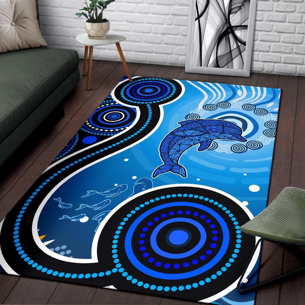 Aboriginal Area Rug – Dolphin And Aboriginal Dot Patterns