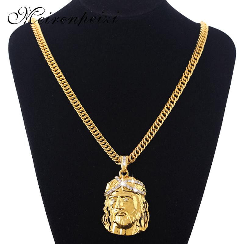 2022 factory supply large fashion hip hop Jesus necklace men’s gold necklace wholesale alx