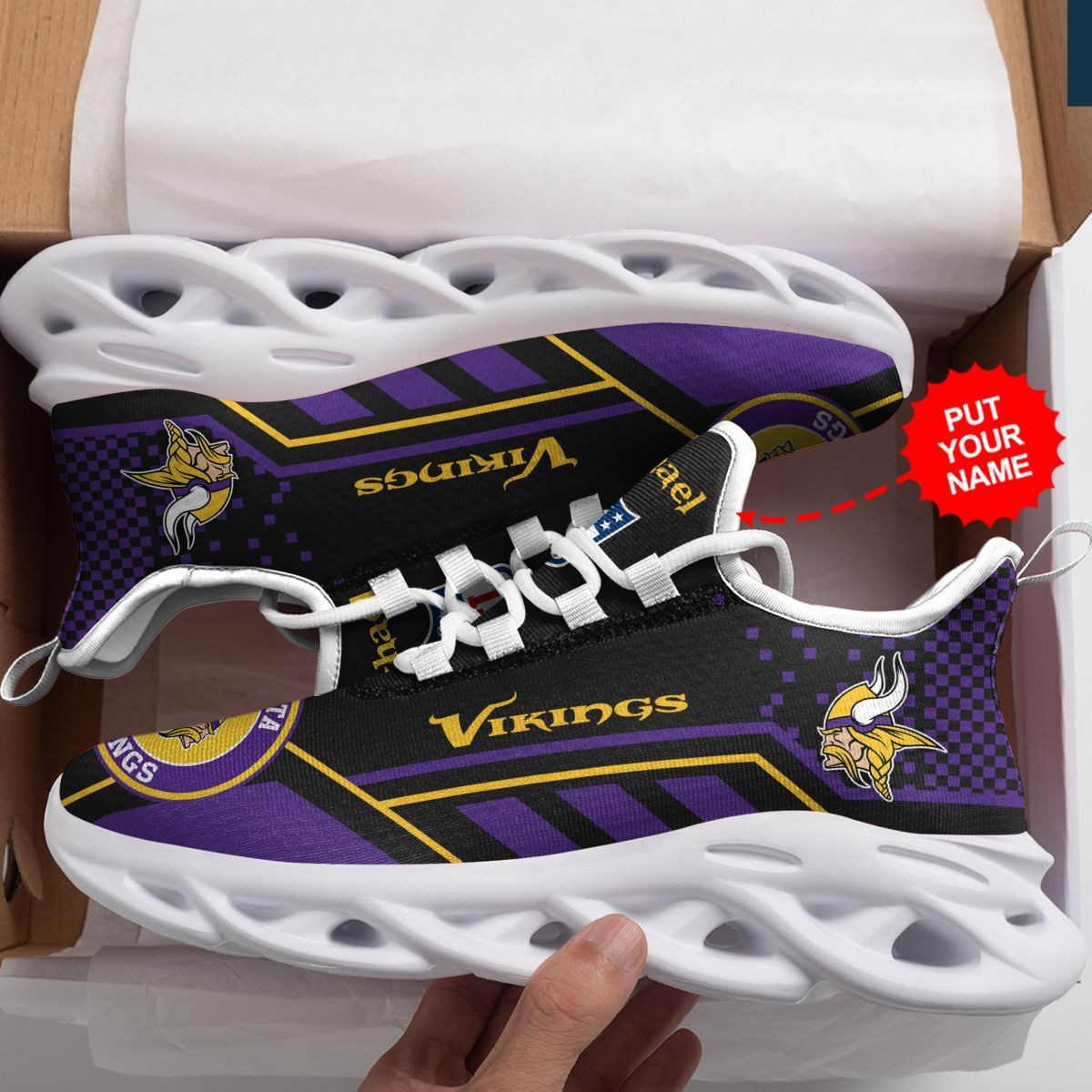 Minnesota Vikings Custom Name  Max Soul Sneaker Shoes For Fan