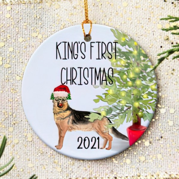 Personalized German Shepherd Puppy’S First Christmas Ornament, German Shepherd Ornament