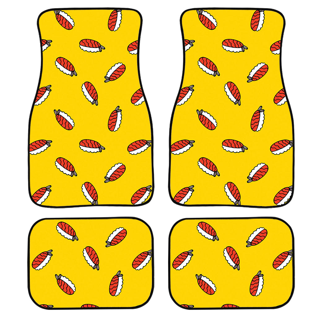 Doodle Japanese Sushi Pattern Print Front And Back Car Floor Mats, Front Car Mat