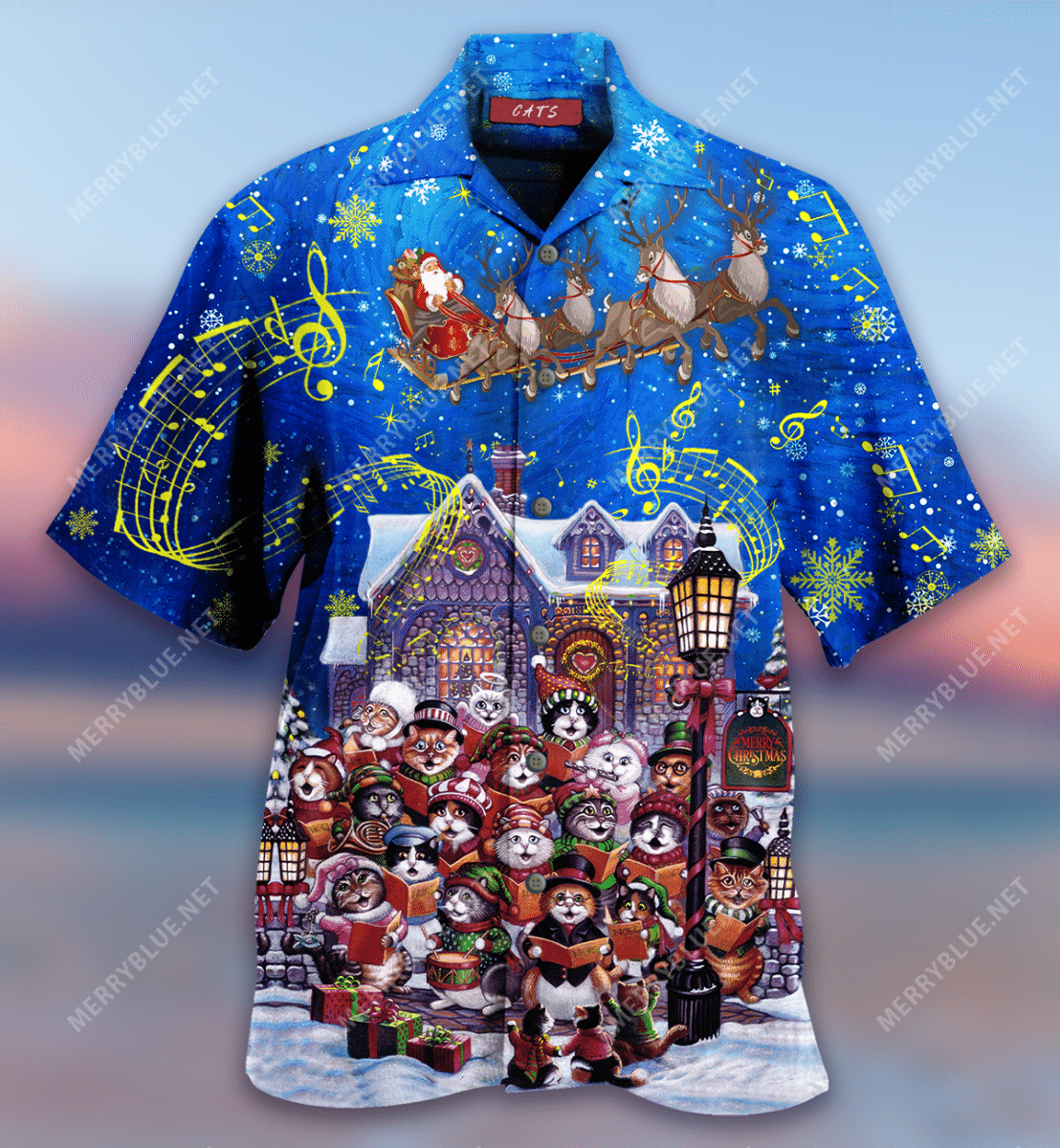 Cats Singing Christmas Carols Unisex Hawaii Shirt Ha98238