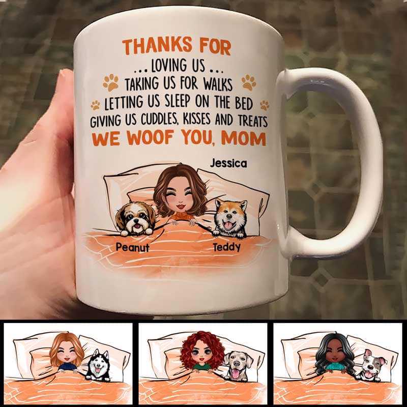 Doll Girl And Dogs Sleeping Gift For Dog Mom Personalized Mug