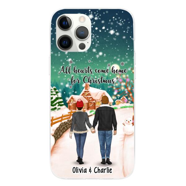 Personalized Phone Case, Standing Couple And Family, Christmas Gift For Couples