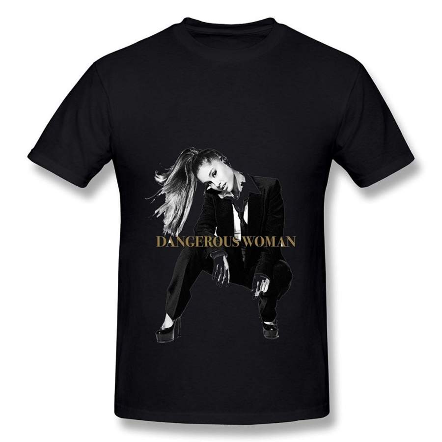 Ariana Grande Tour Dangerous Woman Fan Logo Mens T Shirt Black Summer Fashion Short Sleeved T-Shirt