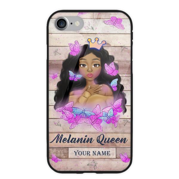 Melanin Queen Personalized Glass Phone Case Gift For Melanated Woman Gpc-00086-Tpa