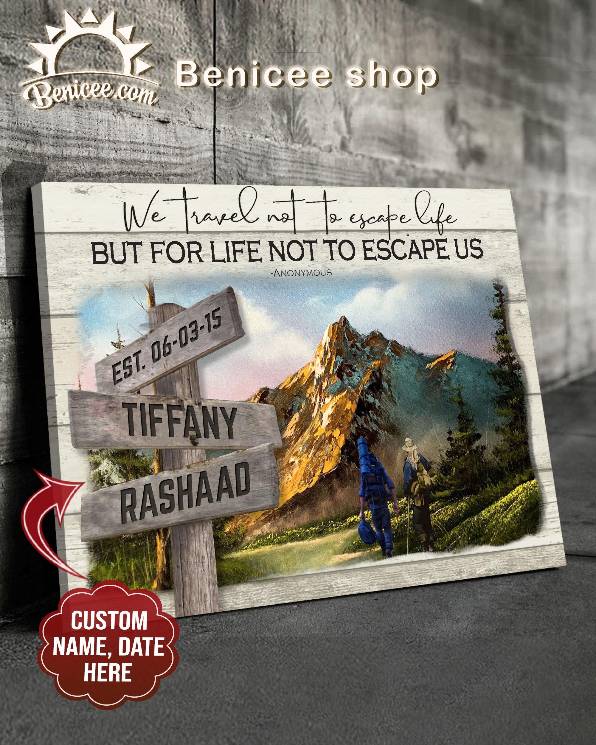Benicee Custom Name Hiking We Travel Not To … Wall Art Canvas