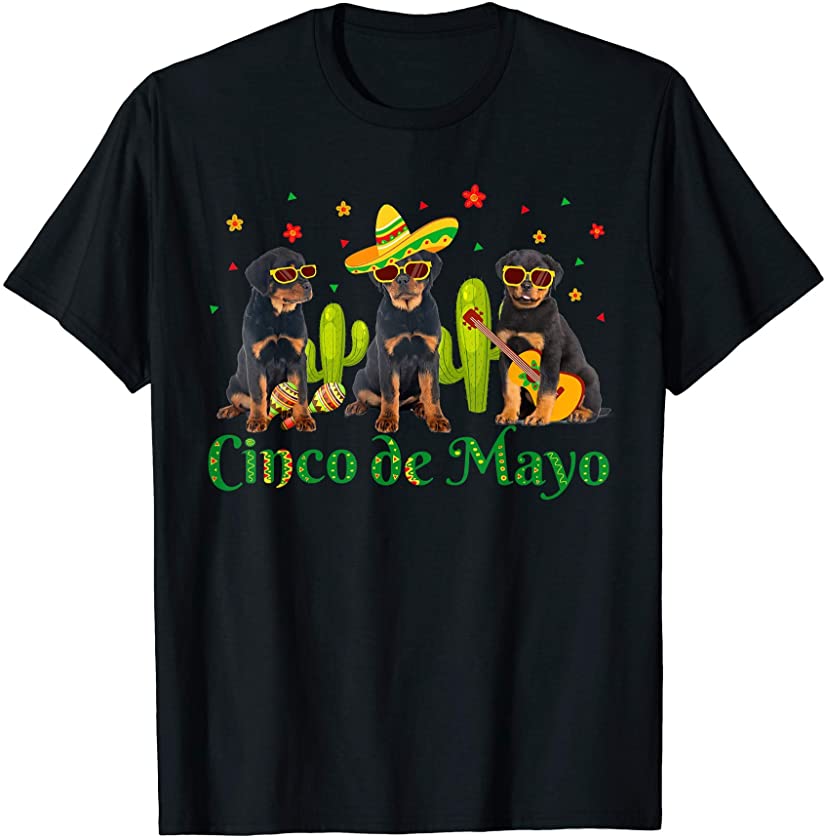 Three Rottweiler Cinco De Mayo Mexican Sombrero Hat Mens T-Shirt