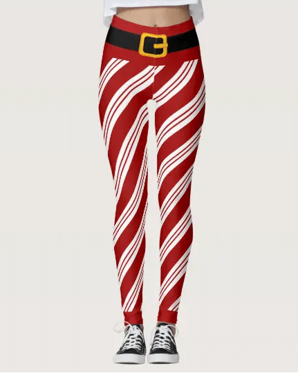 Christmas Leggings, Candy Cane Stripes Legging For Sports, Yoga, Workout Fitness, Women Gift