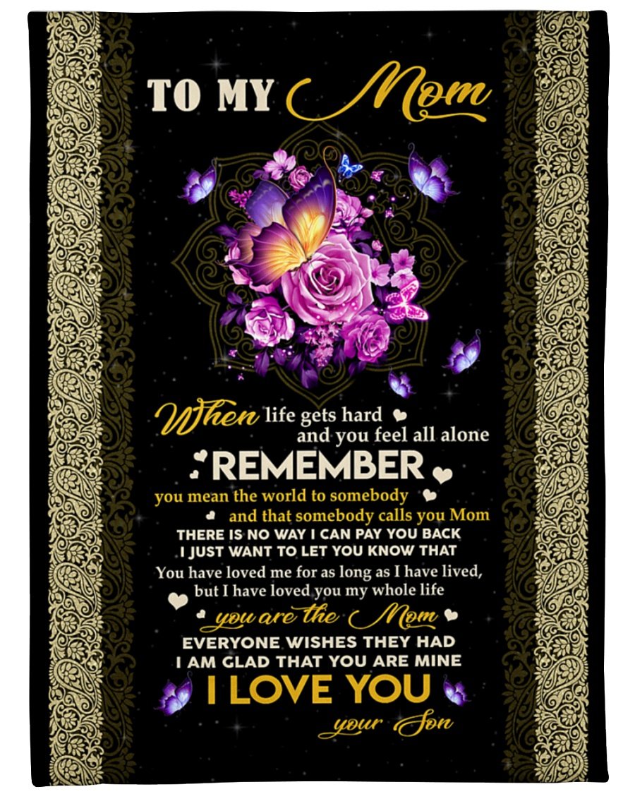 To My Mom You Mean The World To Somebody Fleece Blanket – Quilt Blanket Mother’S Day Gift, Gift From Son To Mom, Home Decor Bedding Couch Sofa Soft And Comfy Cozy