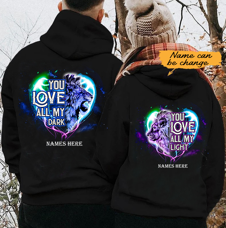 Personalized Lion Love Couple  Custom Name Gift For Him Her- Standard Hoodie