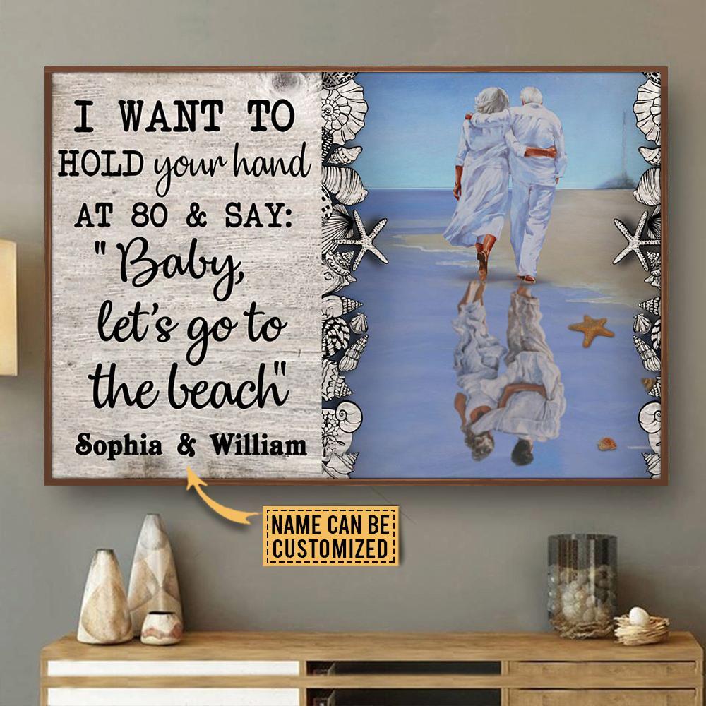 Aeticon Gifts Personalized Beach Baby Lets Go Canvas Mom Dad Gift Home Decor