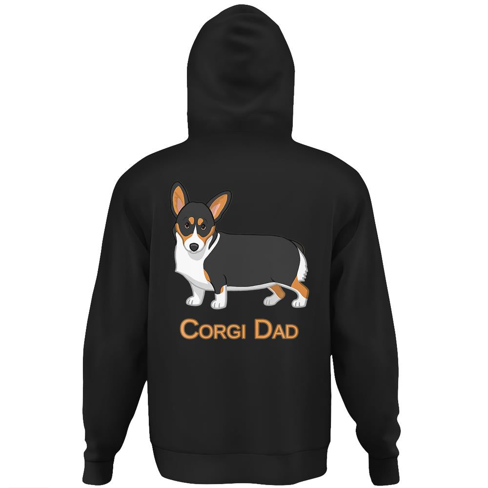 Cute Black Tricolor Pembroke Corgi Dad Dog Lovers Hoodie Print On Back