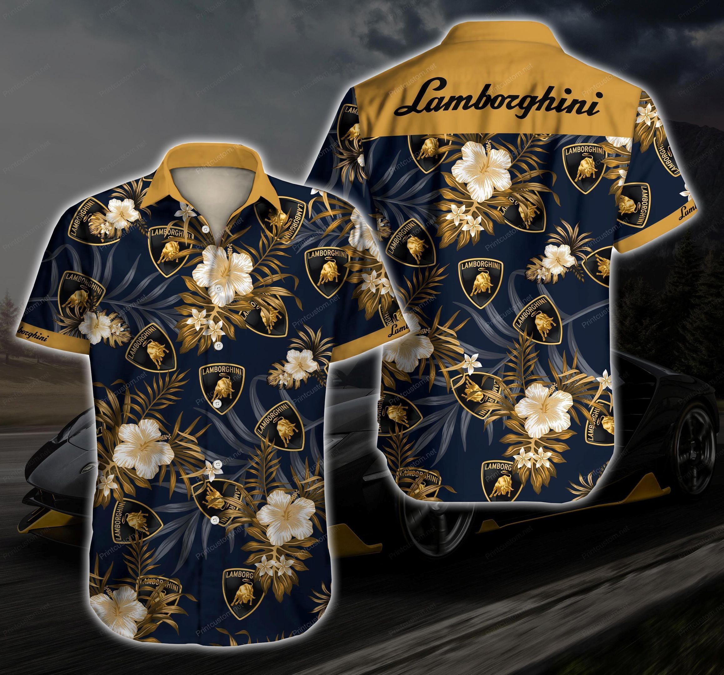 Tlmus Lamborghini Hawaiian Shirt Summer Button Up For Men Beach Wear Short Sleeve Hawaiian Ha96837