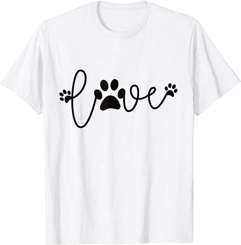 Puppy Dog Paw Print Love Cat Love Pet Paw T-Shirt