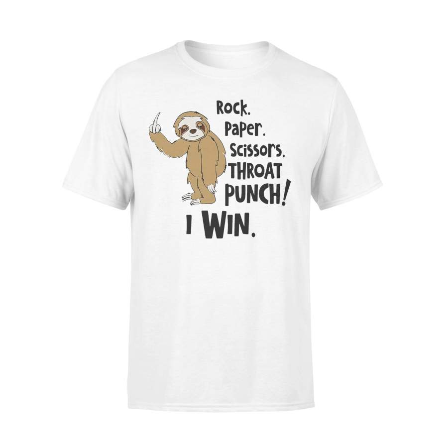 Sloth Rock Paper Scissors Throat Punch I Win T-shirt