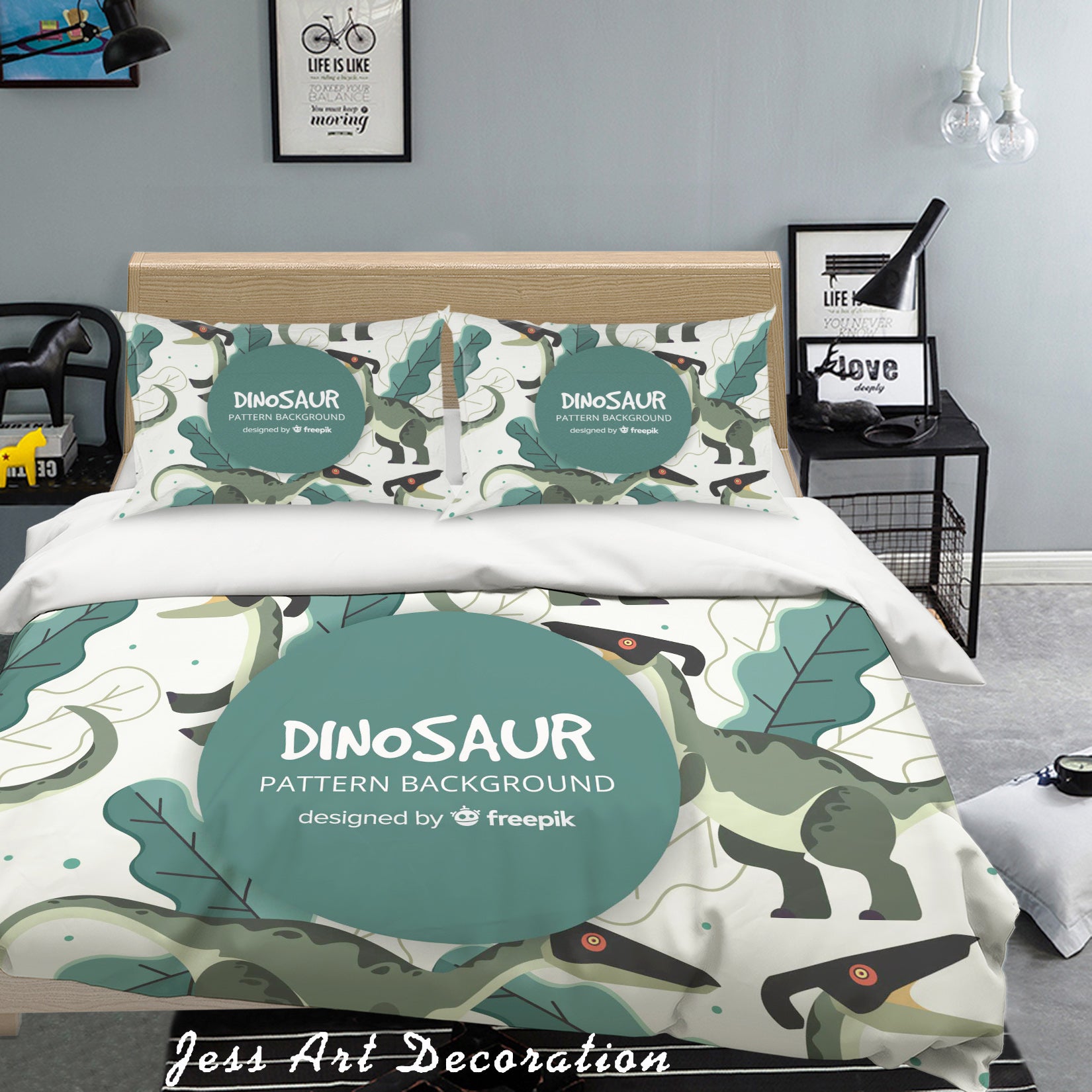 3D Green Abstract Dinosaur Quilt Cover Set Bedding Set Pillowcases 47