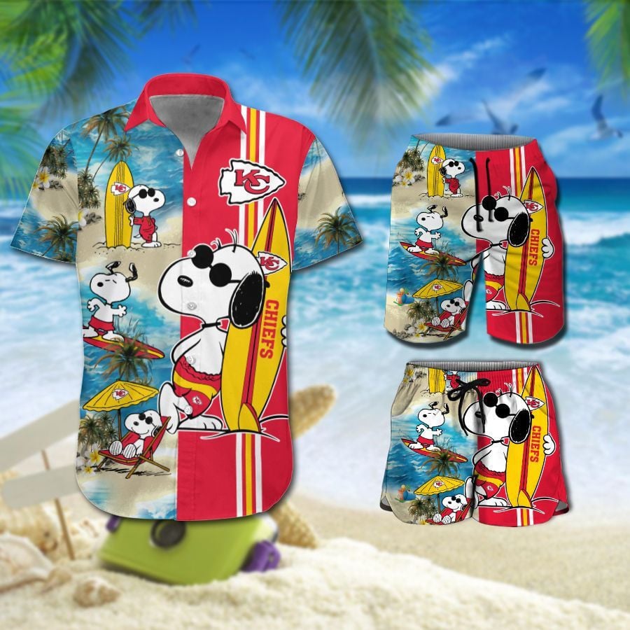 Kansas City Chiefs Snoopy All Over Print Hawaii Shirt Beach Shorts Ha32550