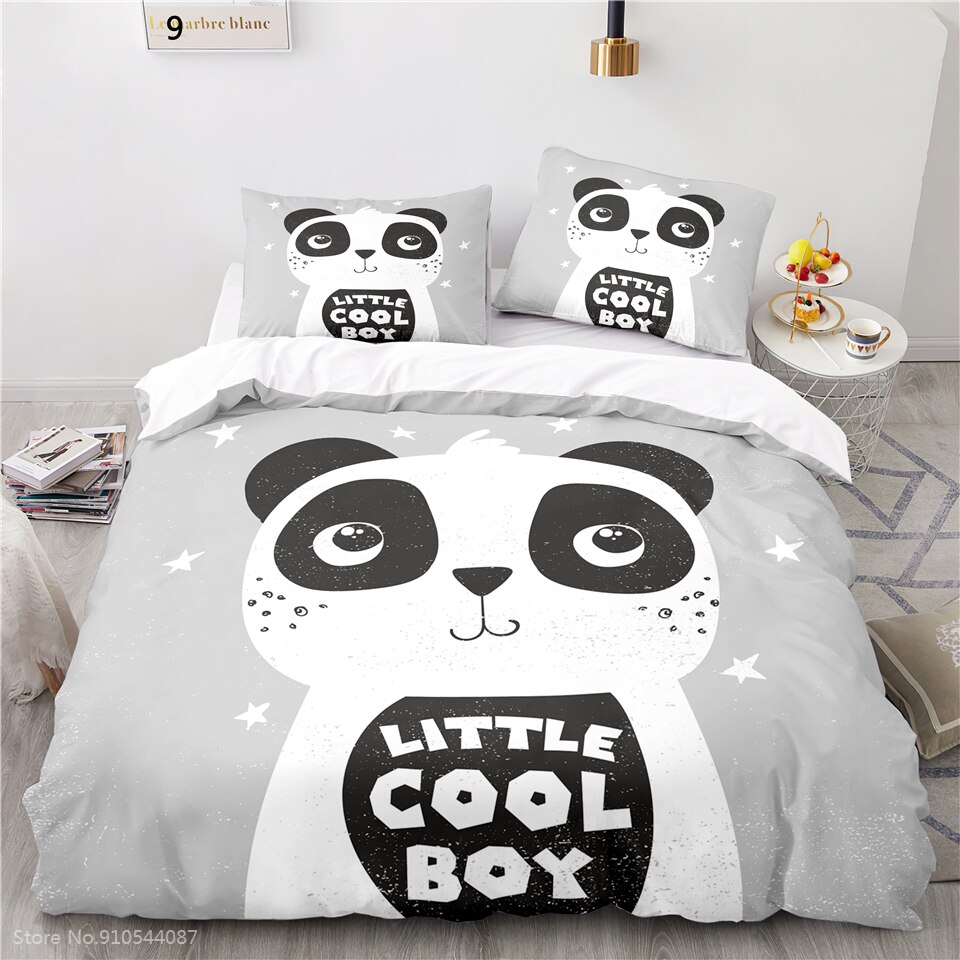 Cute Puppy Bedding Set Cartoon Dog Blue Duvet Cover Set Pillowcase Bedclothes Twin Full Queen King Size