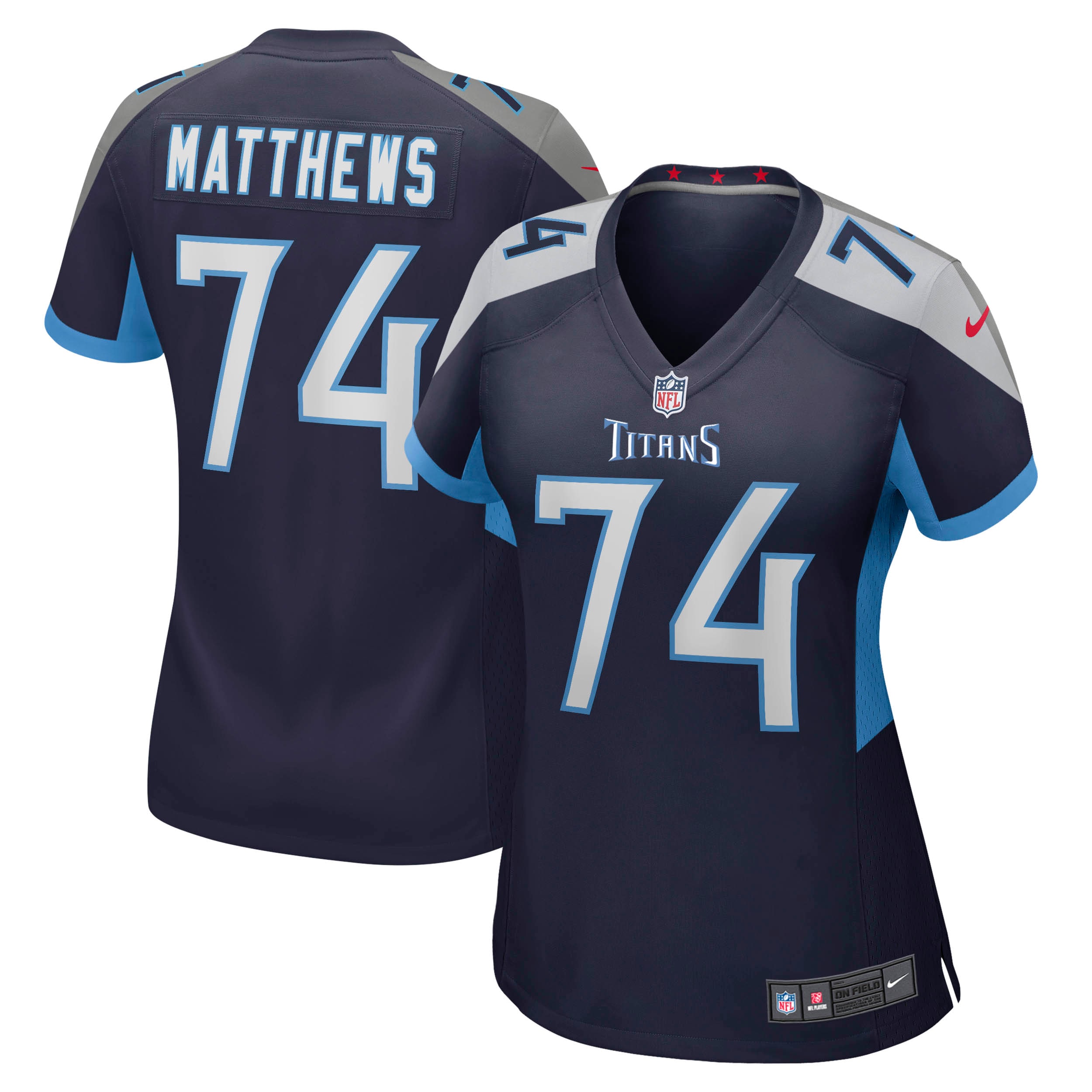 Women’s Tennessee Titans Bruce Matthews Navy Retired Player Jersey