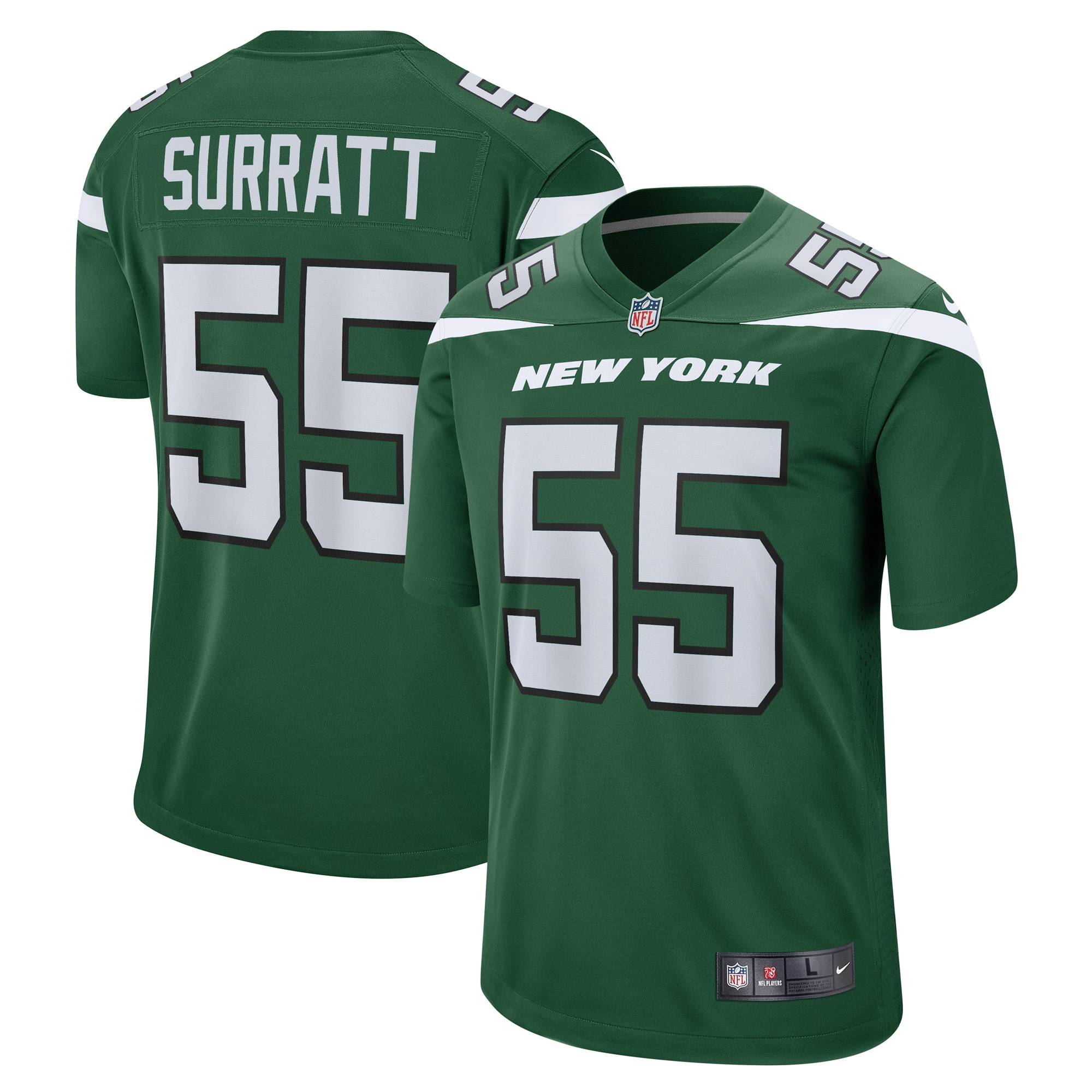 Chazz Surratt New York Jets Game Player Jersey – Gotham Green