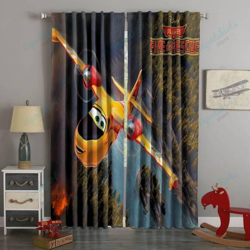 3D Printed PLANES FIRE & RESCUE Style Custom Living Room Curtains