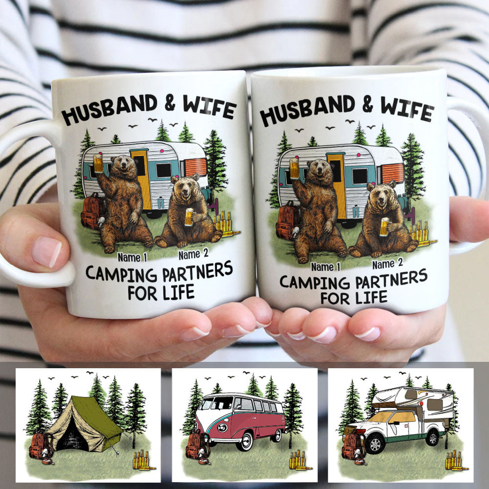 Personalized Couple Bear Husband Wife Camping Mug Jn151 81O58
