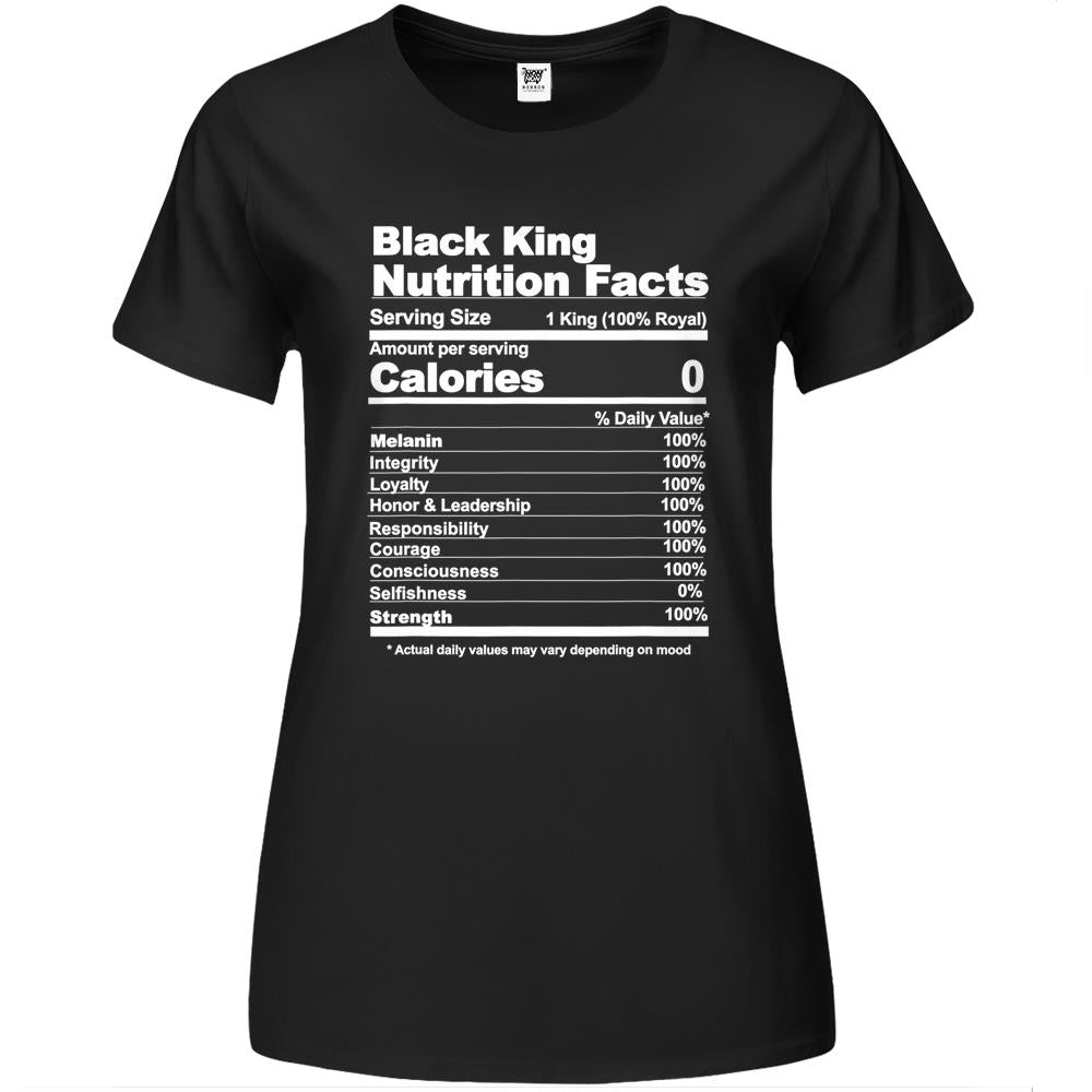 Nutritional Facts Shirt, Nutritional Facts Premium Womens T Shirts, Black King Nutrition Facts Shirt, Black King Nutritional Facts, Black King Premium Womens T Shirts