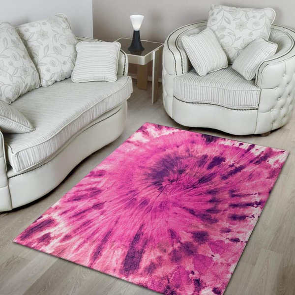 Pink Tie Dye Area Rug