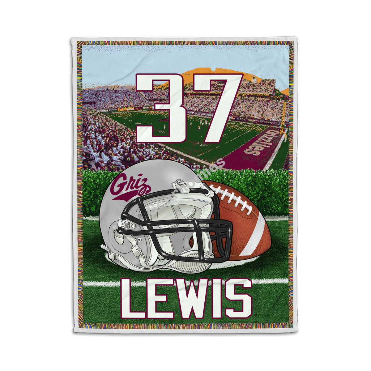 Personalized Name And Number Montana Grizzlies Football Blanket Team