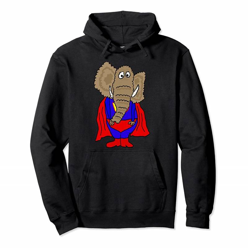 Smileteesall Funny Elephant Superhero Cartoon Pullover Hoodie, T-Shirt, Sweatshirt